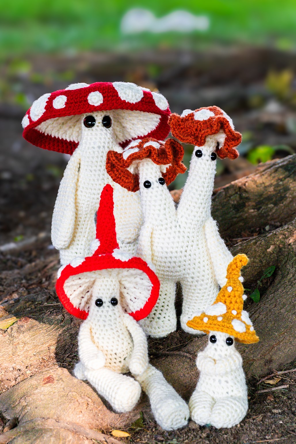 Crochet Snails and Mushroom Sprites by Megan Lapp
