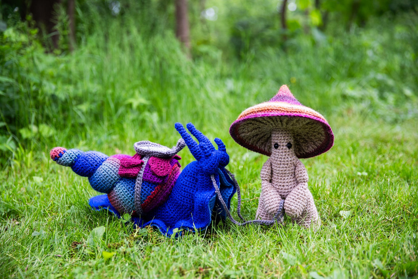 Crochet Snails and Mushroom Sprites by Megan Lapp