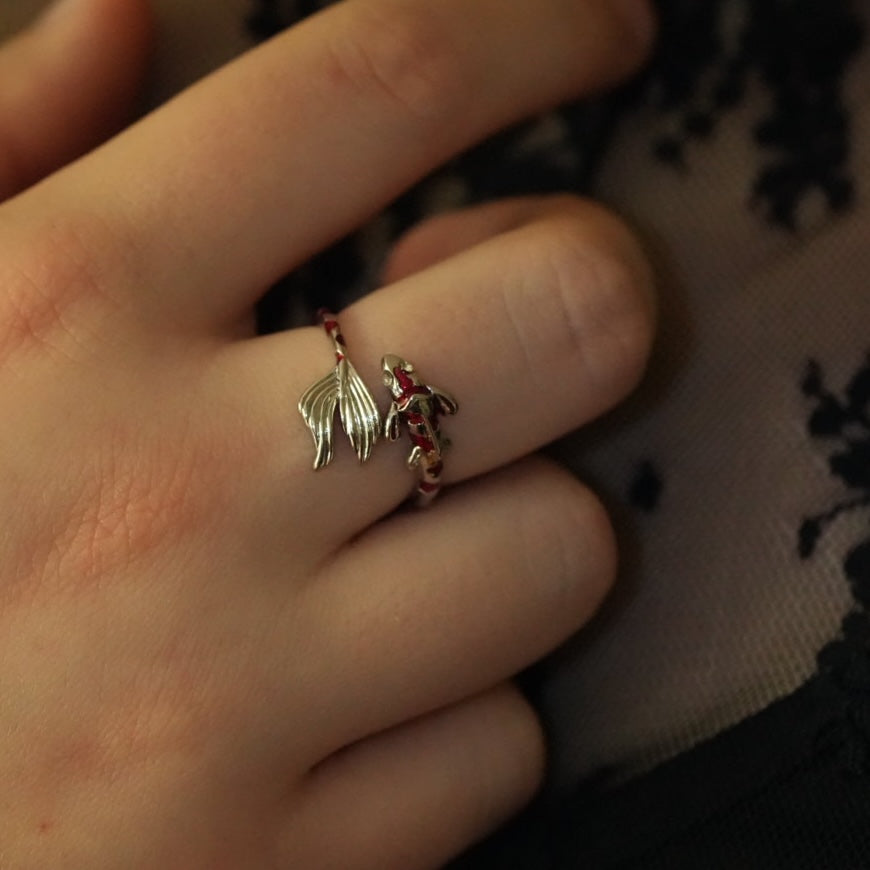 Koi Fish Ring, silvery