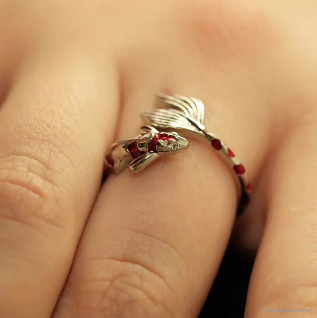 Koi Fish Ring, silvery
