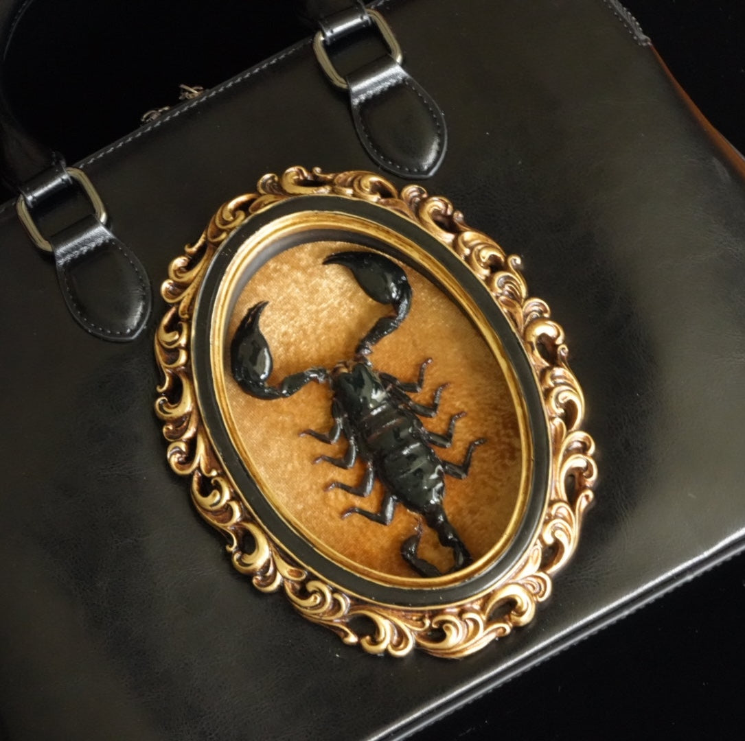 Real Scorpion Handbag - Gold Background