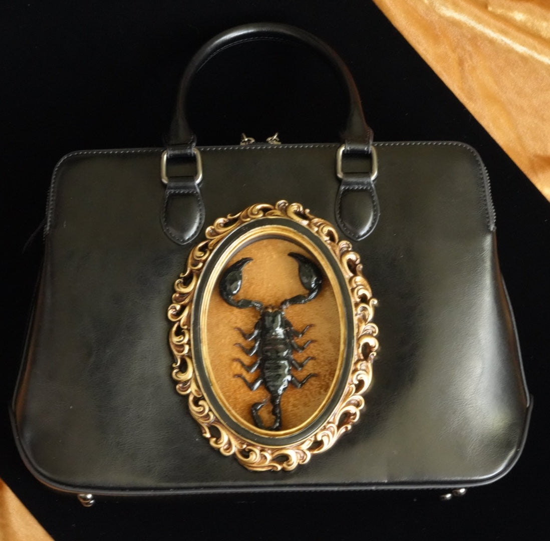 Real Scorpion Handbag - Gold Background