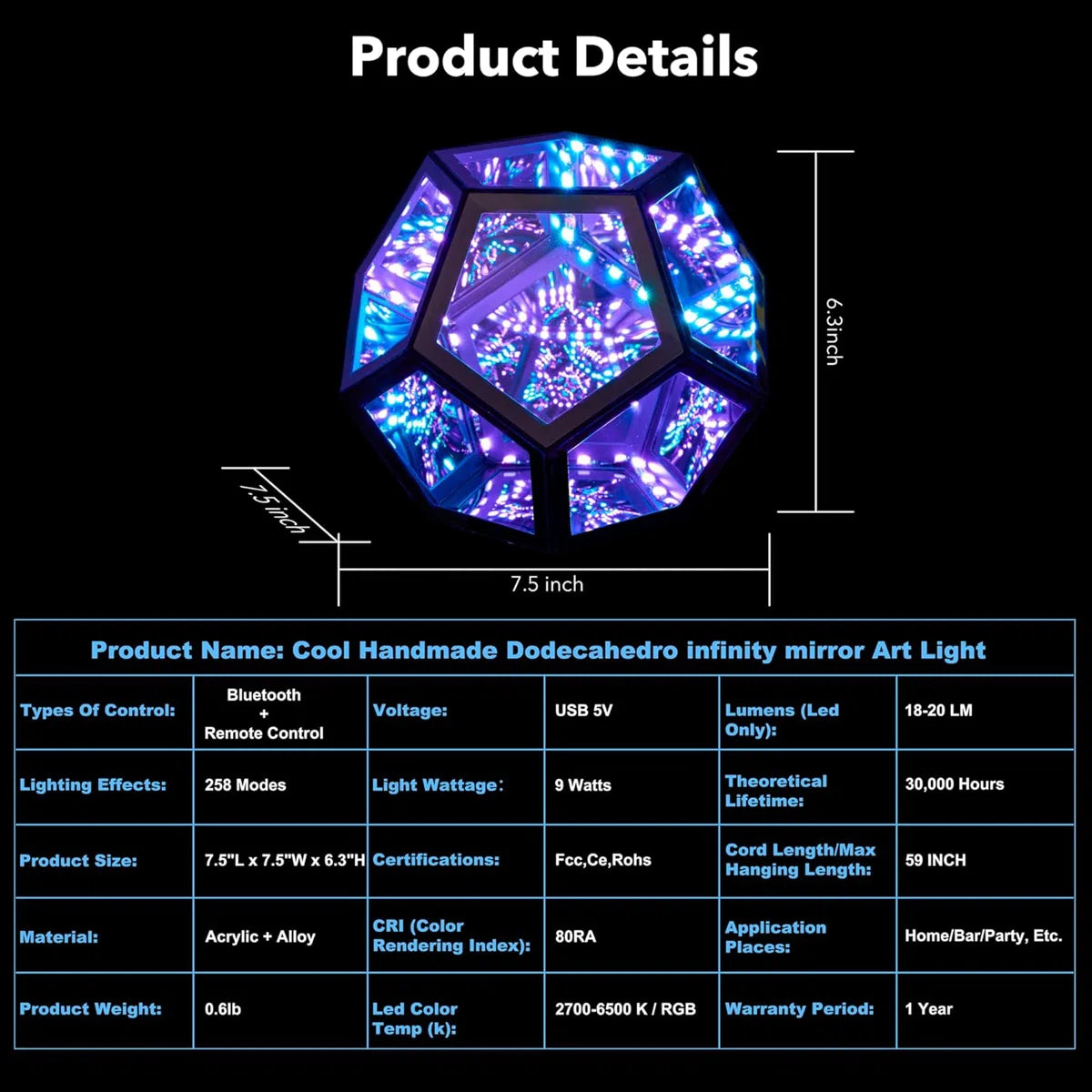 LED Dodecahedron Light