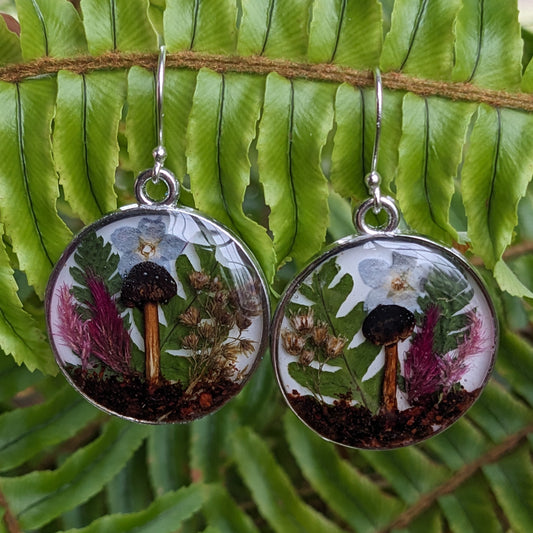 Real Mushroom Earrings, 1"
