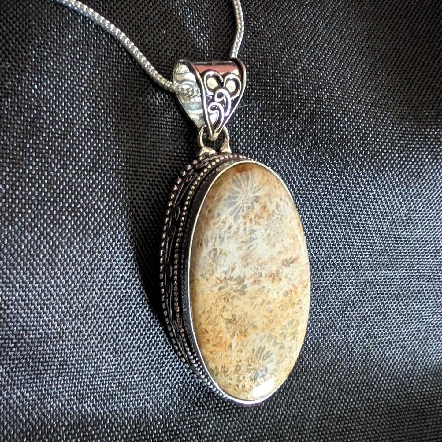 Fossilized Coral Sterling Silver Pendant
