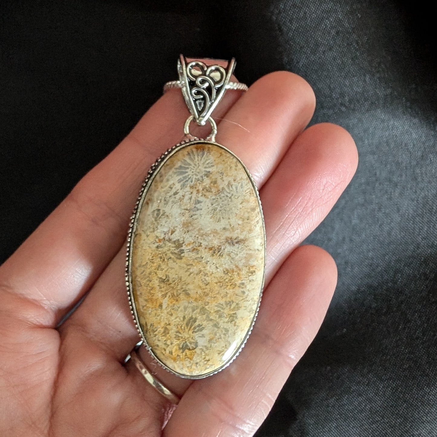 Fossilized Coral Sterling Silver Pendant