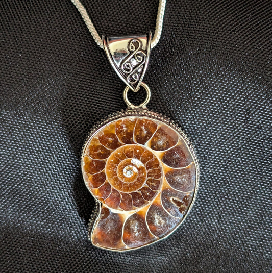 Ammonite Sterling Silver Pendant