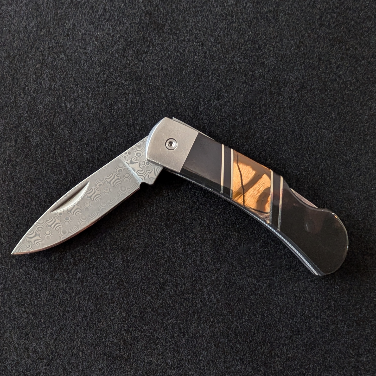 Pocket Knife, Mammoth Tusk & Damascus Steel, 3"