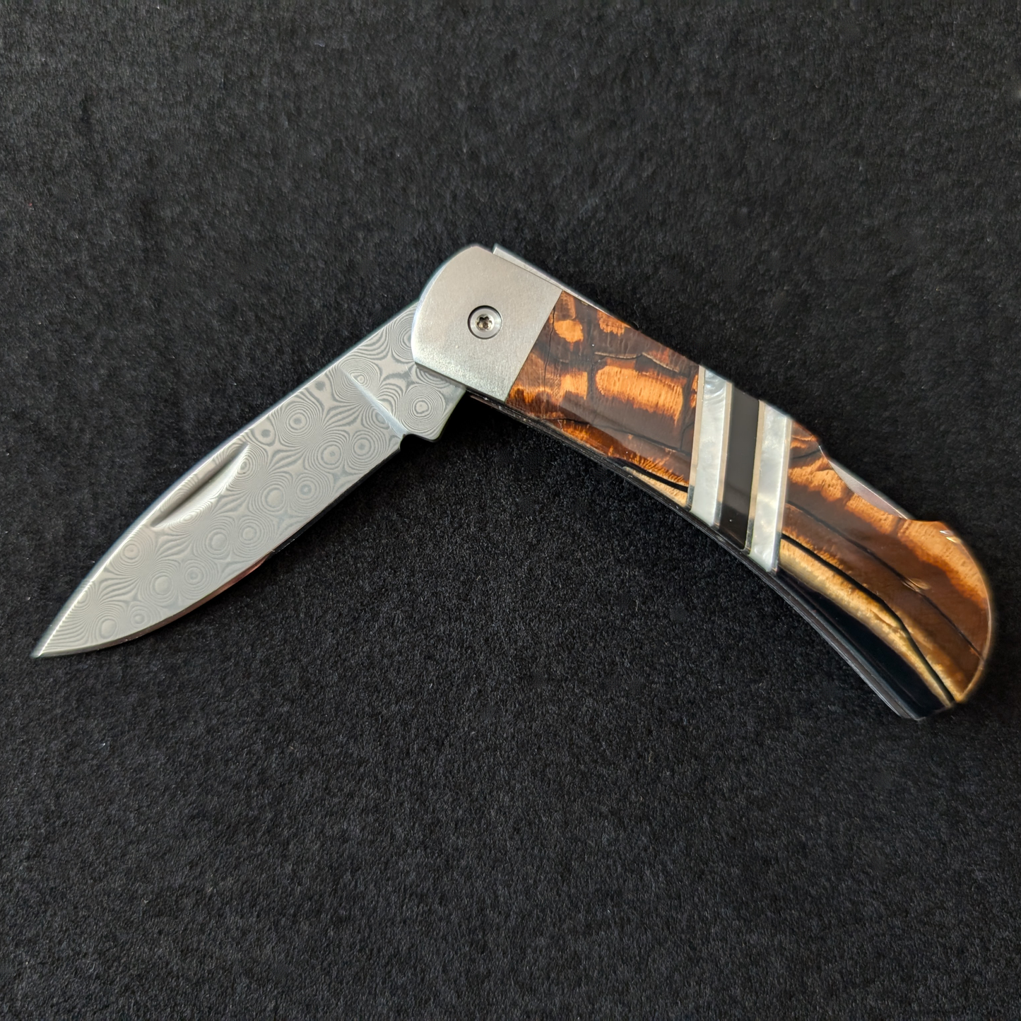 Pocket Knife, Mammoth Tusk & Damascus Steel, 3"