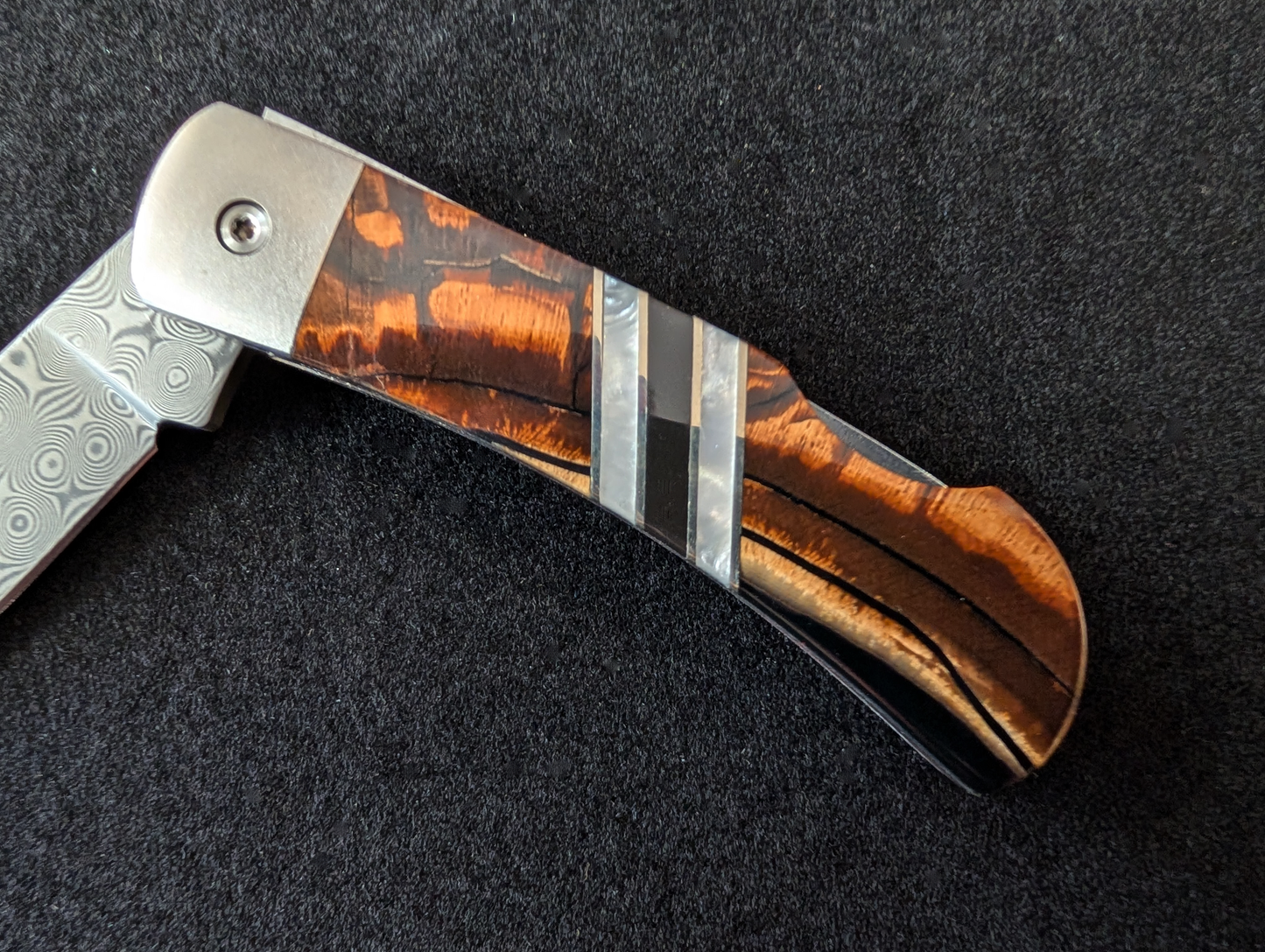 Pocket Knife, Mammoth Tusk & Damascus Steel, 3"
