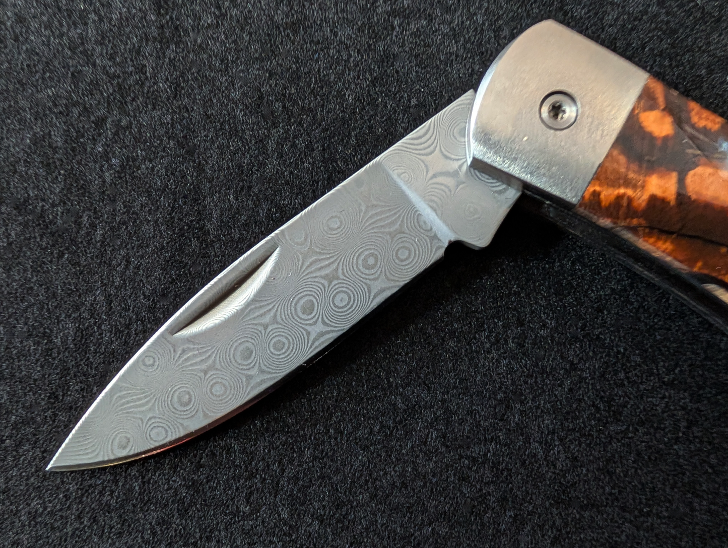 Pocket Knife, Mammoth Tusk & Damascus Steel, 3"