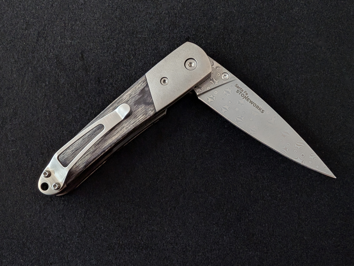 Pocket Knife, Mammoth Tusk, Turquoise Inlay & Damascus Steel, 4"