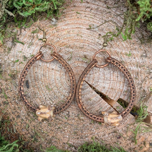Snake Vertebra & Wire Work Earrings