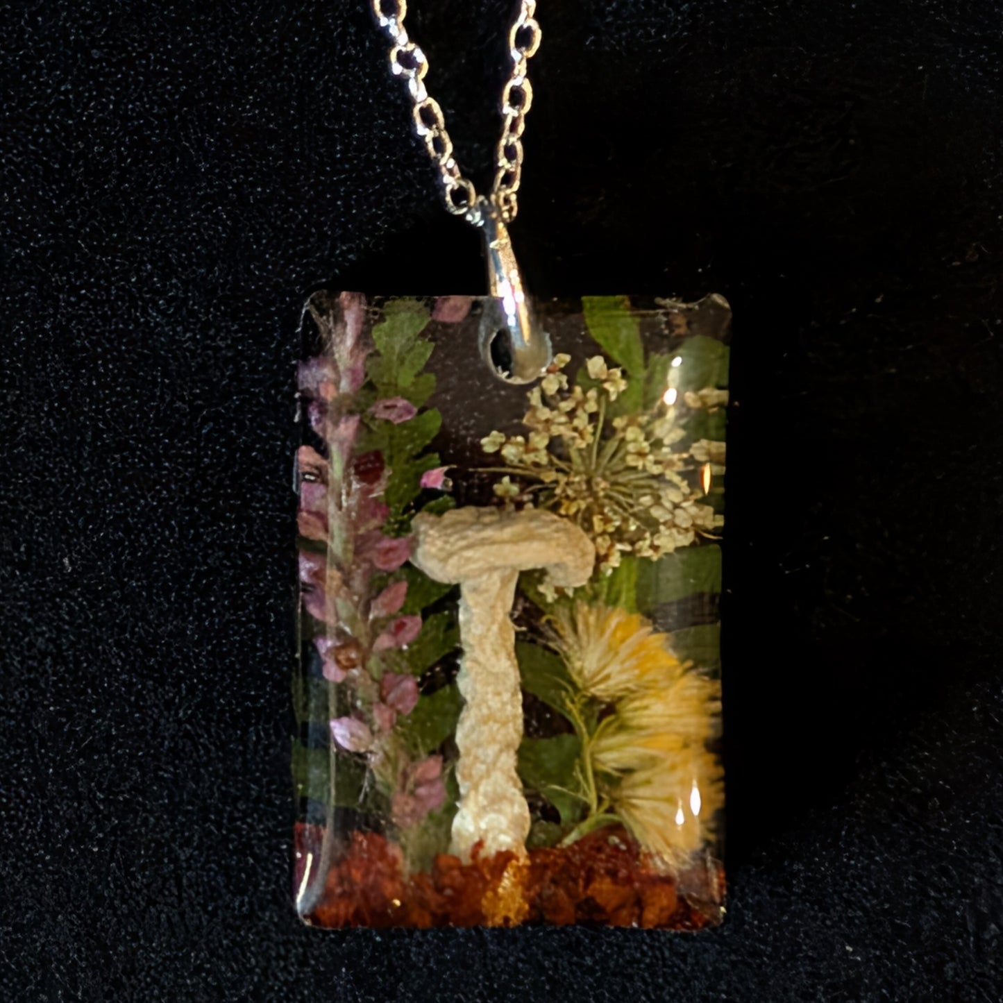Real Mushroom Pendant, 1.2" rectangle