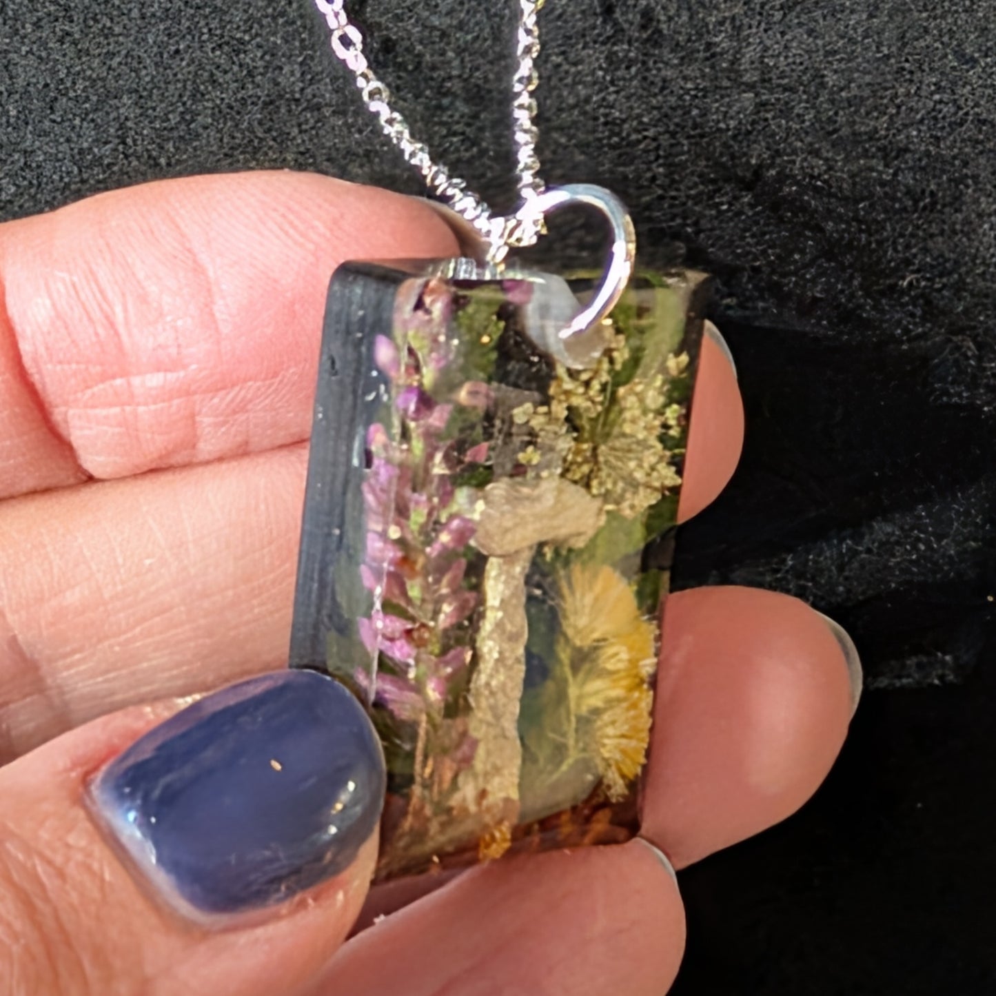 Real Mushroom Pendant, 1.2" rectangle