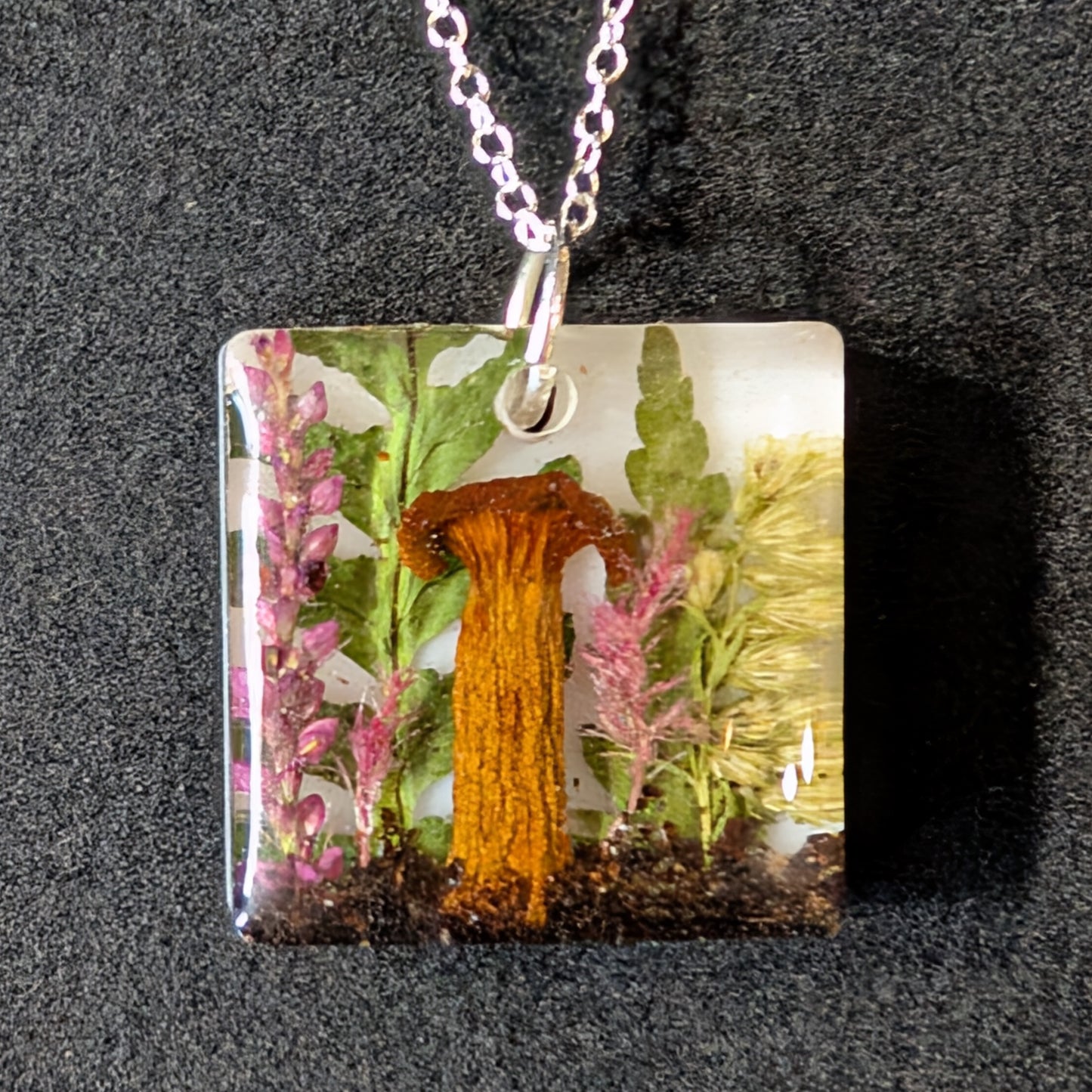 Real Mushroom Pendant, 1.2" rectangle