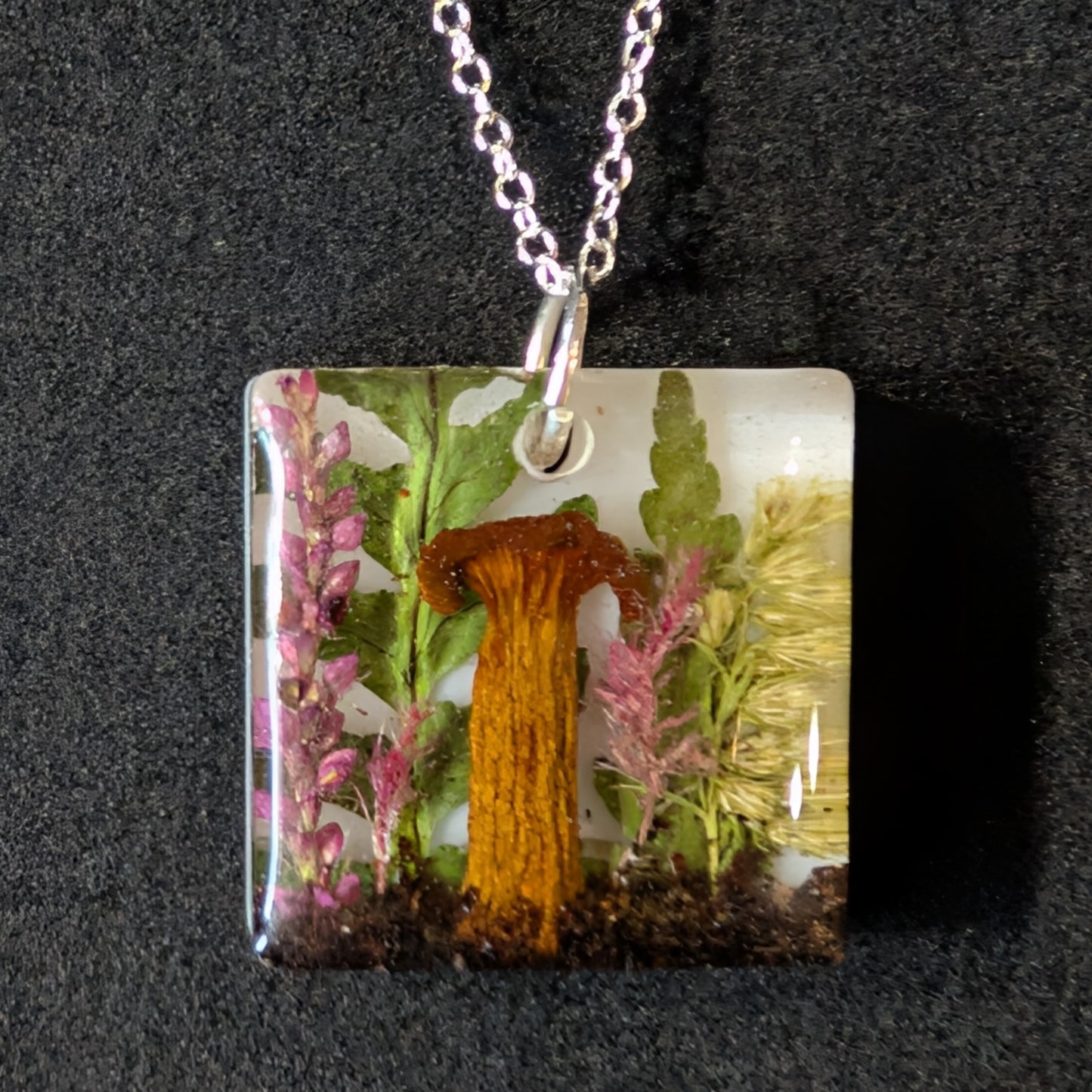 Real Mushroom Pendant, 1.2" rectangle