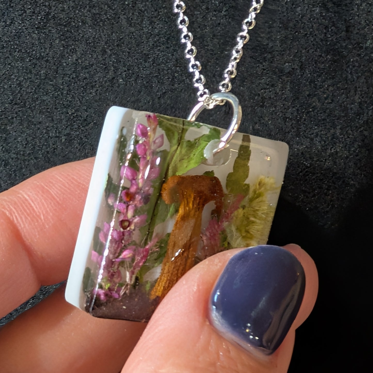Real Mushroom Pendant, 1.2" rectangle