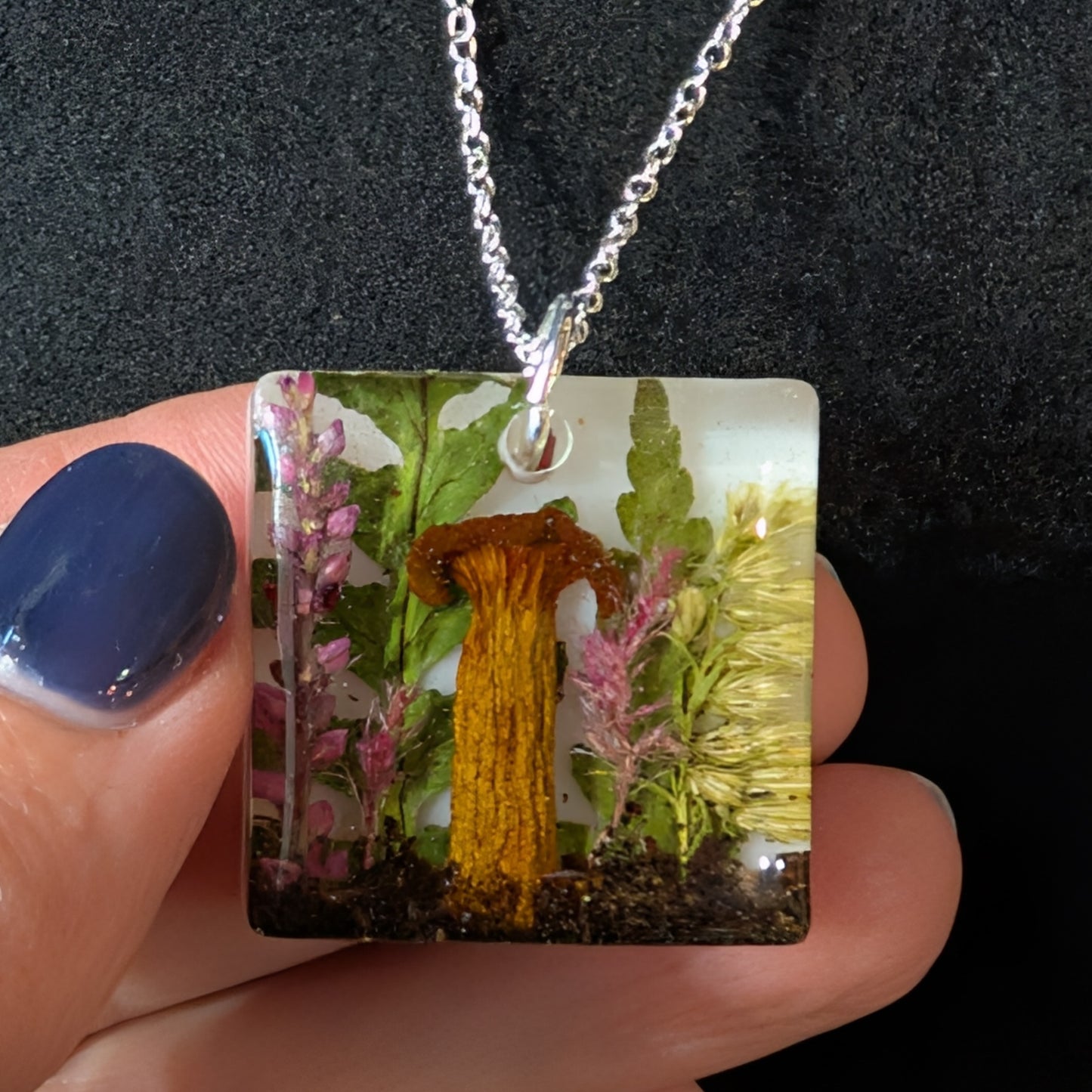 Real Mushroom Pendant, 1.2" rectangle