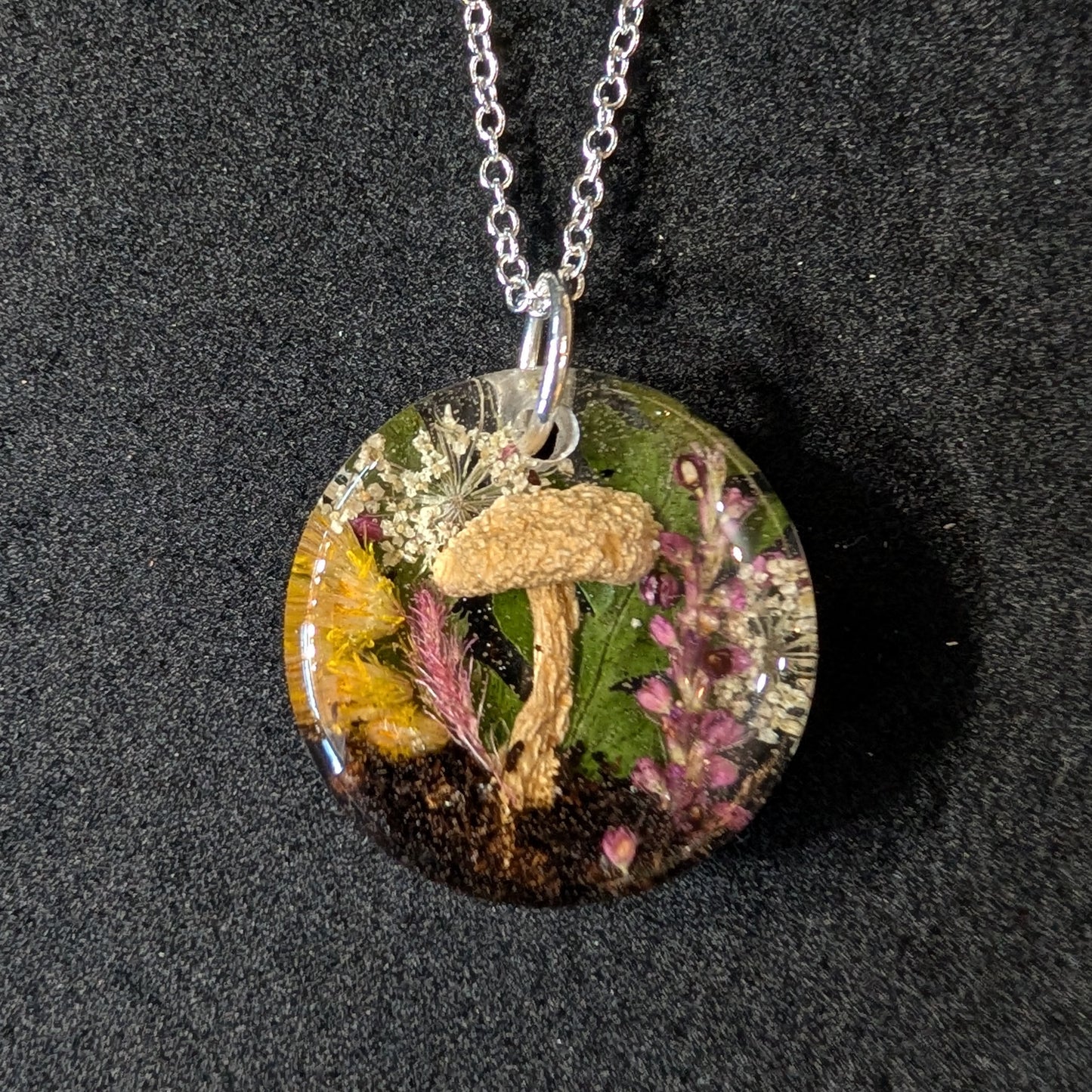 Real Mushroom Pendant, 1" round