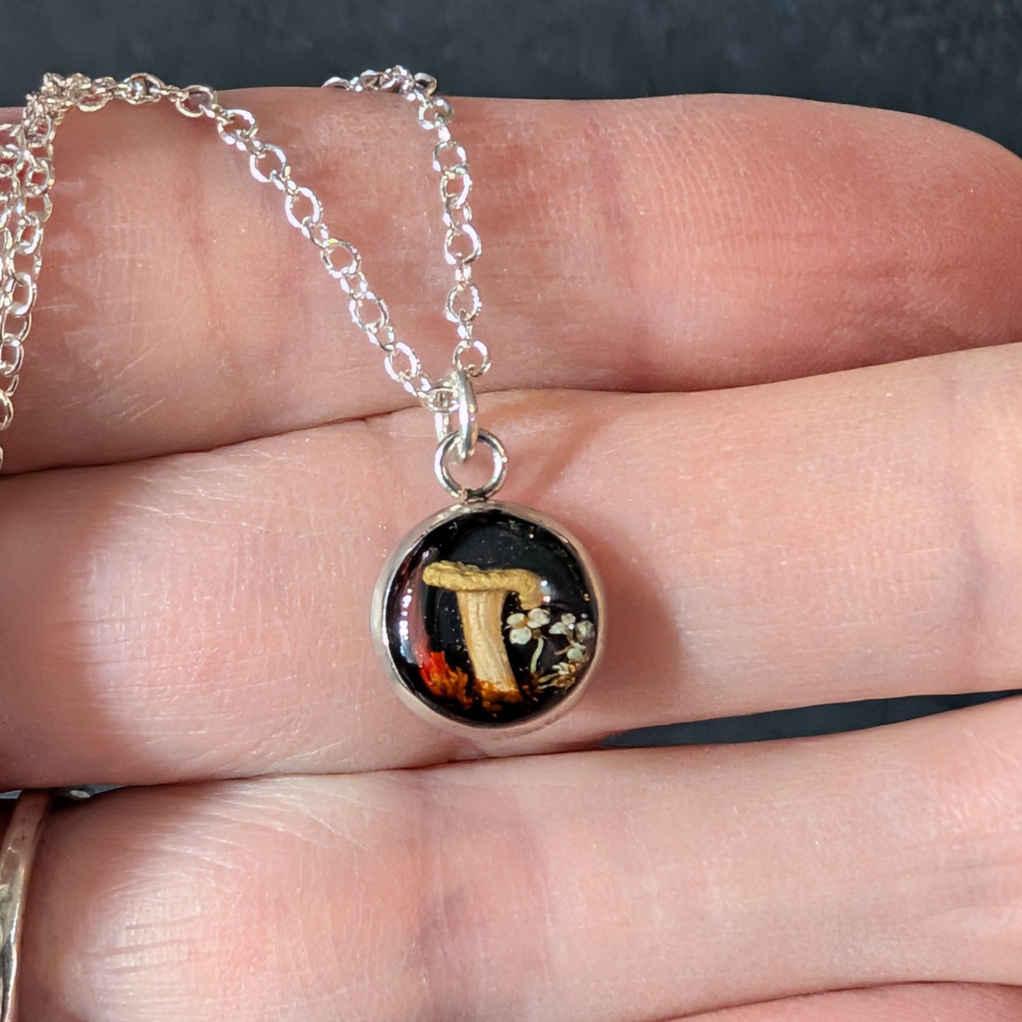 Micro Myco Real Mushroom Pendant