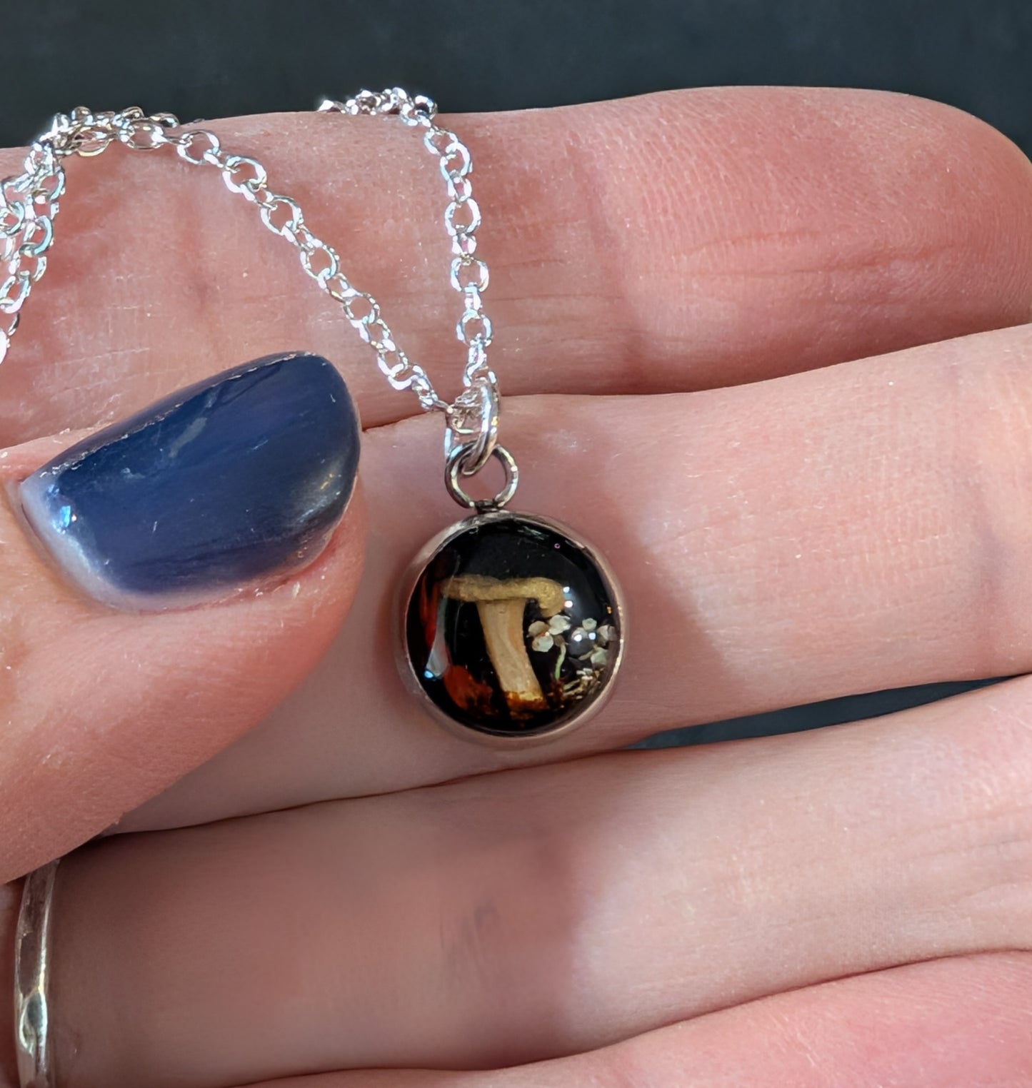 Micro Myco Real Mushroom Pendant