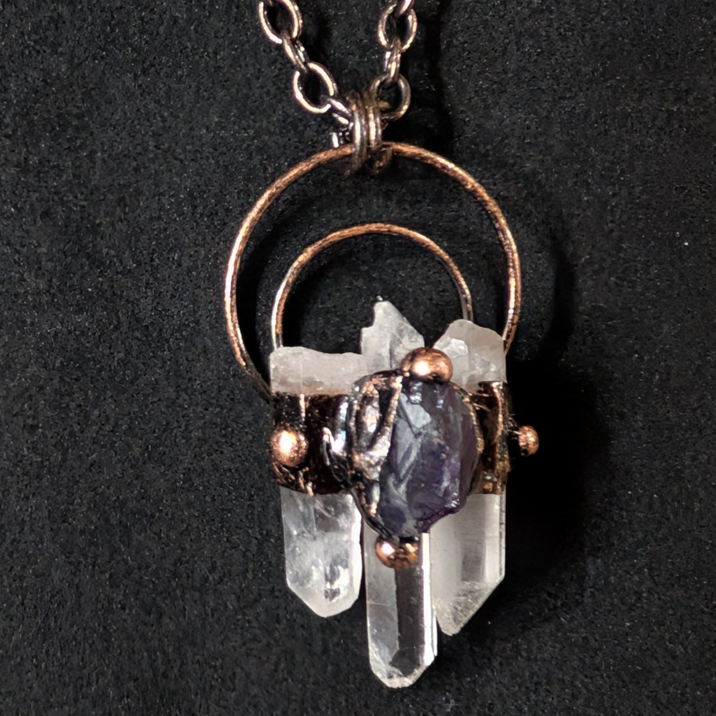 White Quartz & Amethyst Crystal necklace