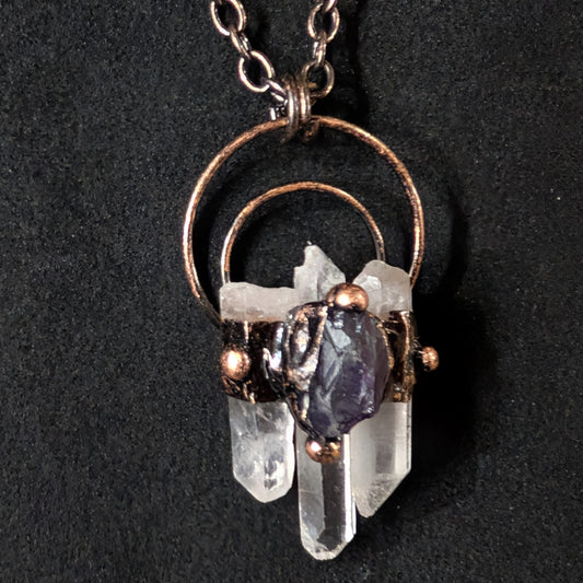 White Quartz & Amethyst Crystal necklace