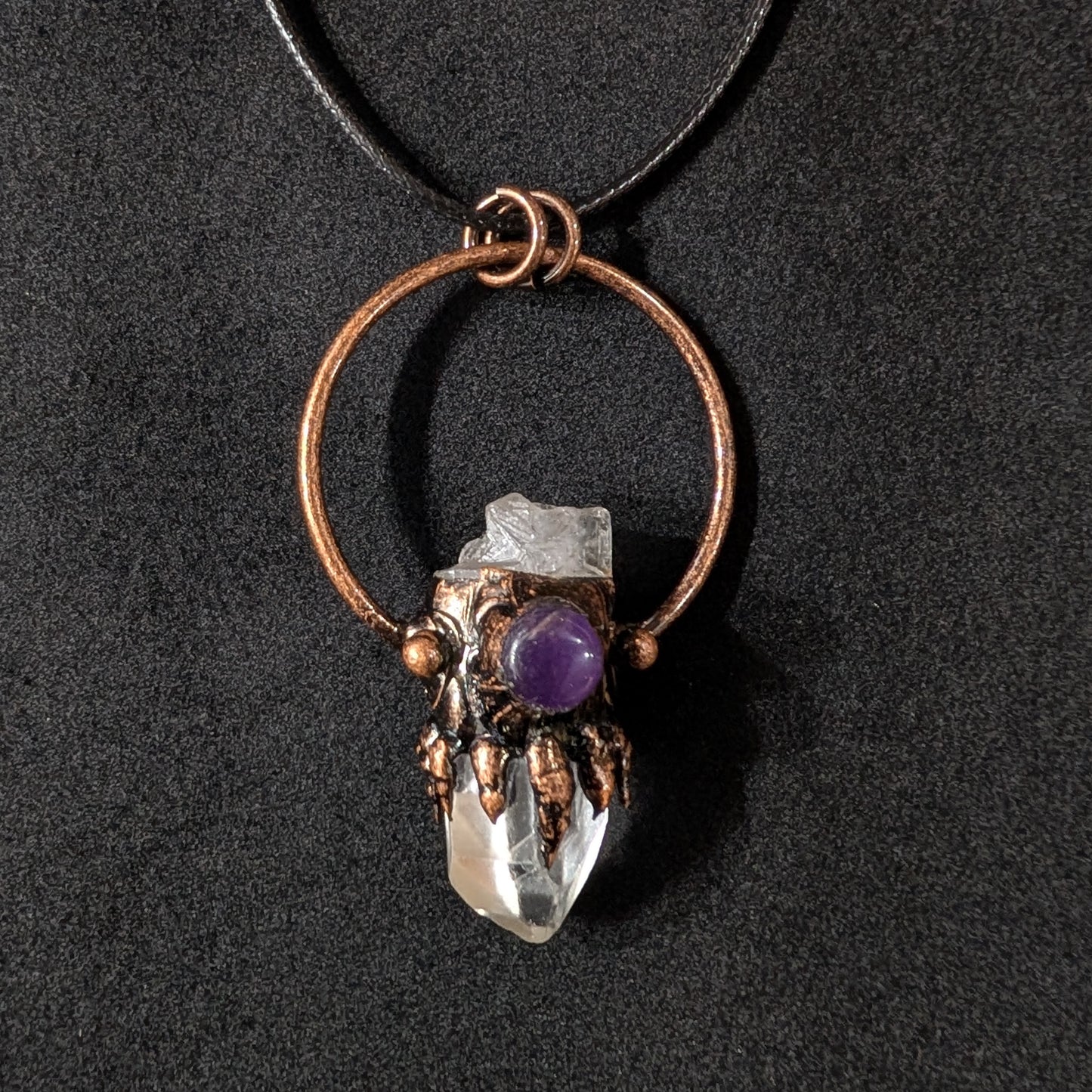 Clear Single-Quartz Copper Pendant