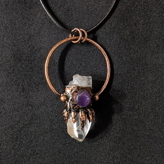 Clear Single-Quartz Copper Pendant