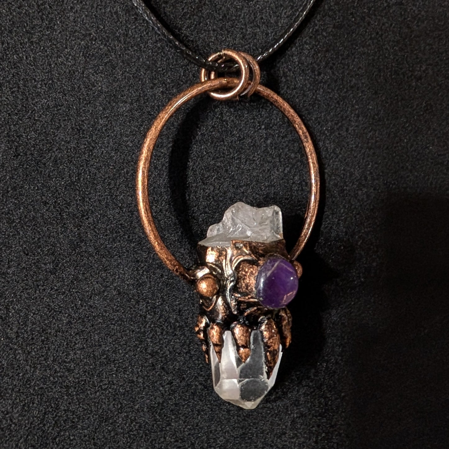 Clear Single-Quartz Copper Pendant