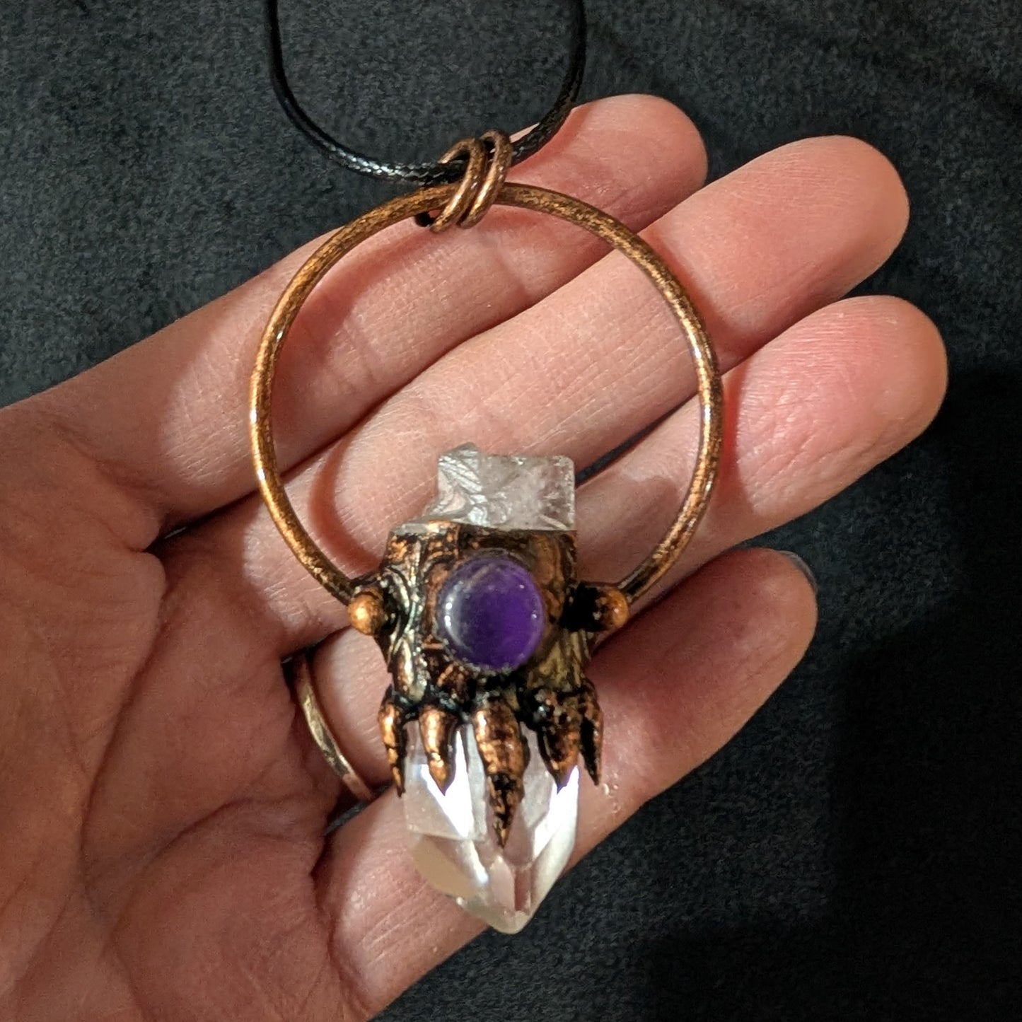 Clear Single-Quartz Copper Pendant