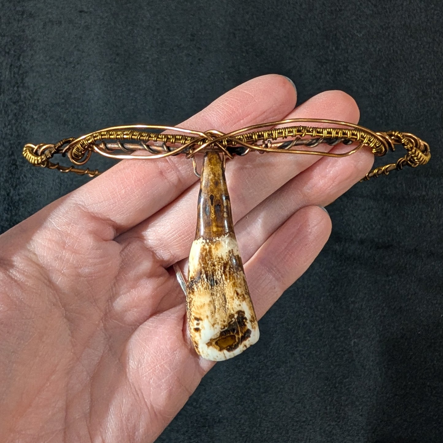 Buffalo Tooth Wirework Necklace