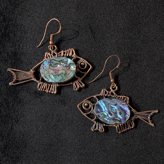 Abalone Shell Fish Earrings
