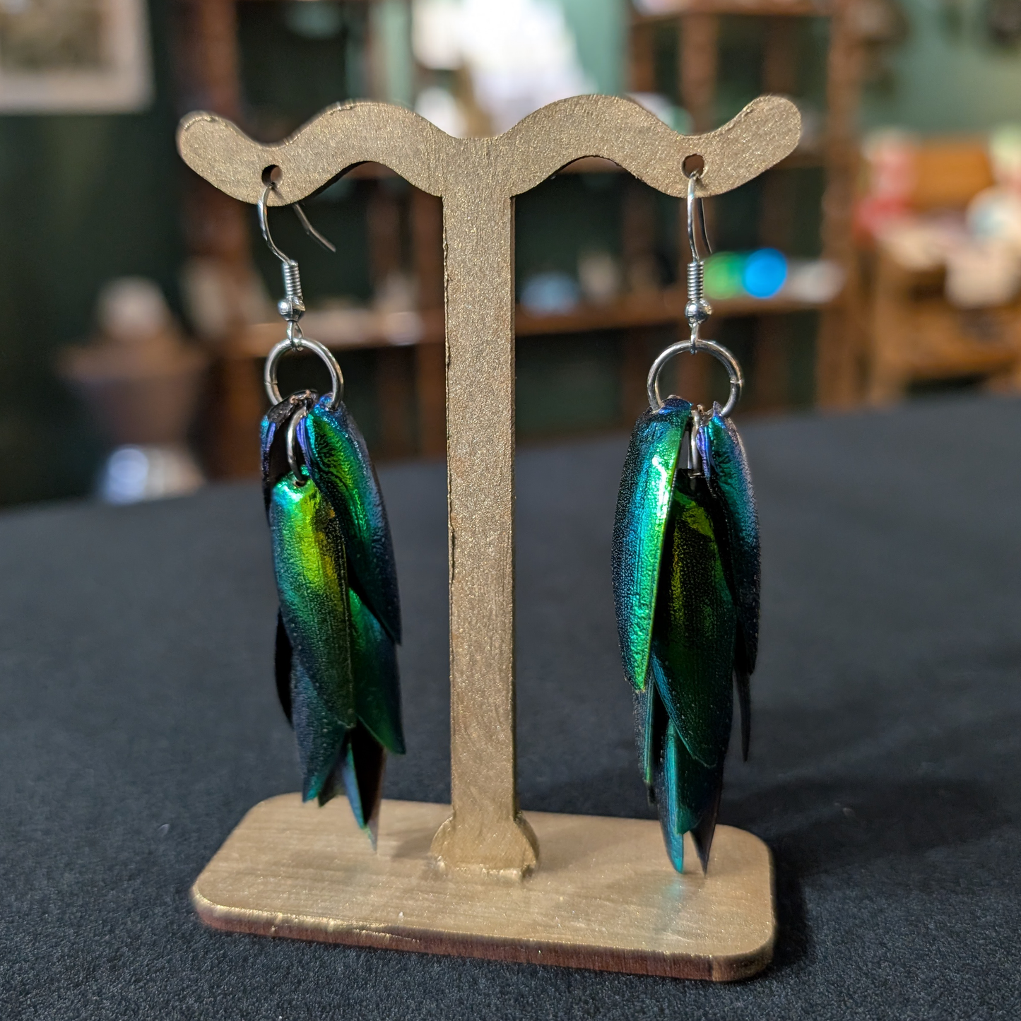 Jewel Beetle Wing Earrings