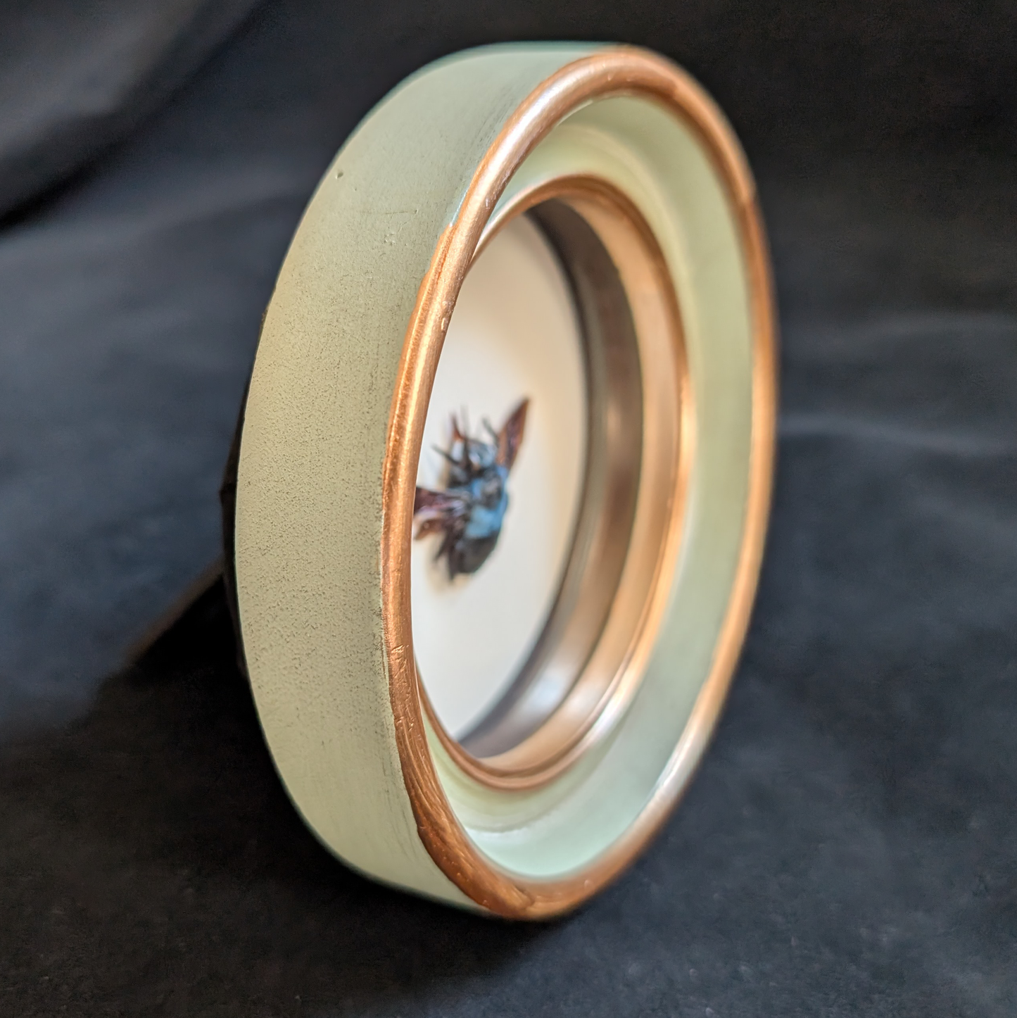 Real Blue Bee in Round Frame