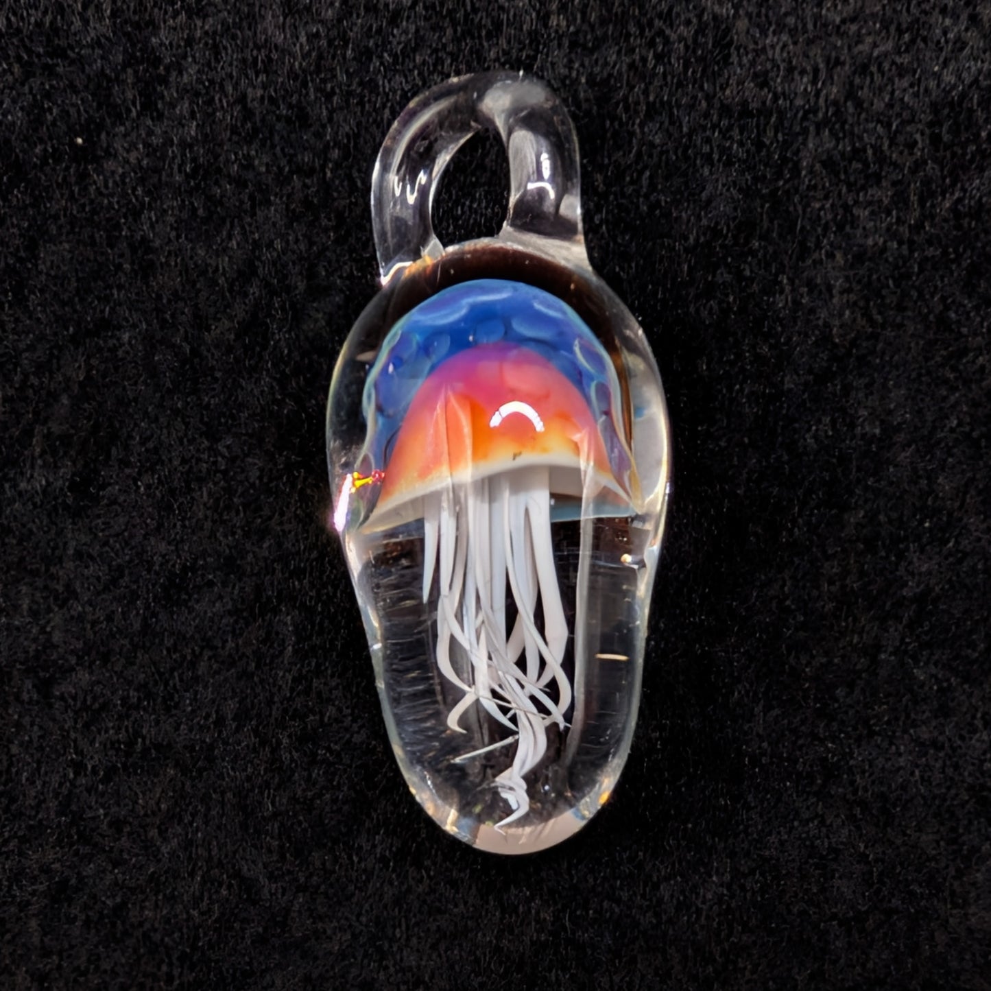 Hand-Blown Glass Jellyfish Pendant (Fiery, Medium)