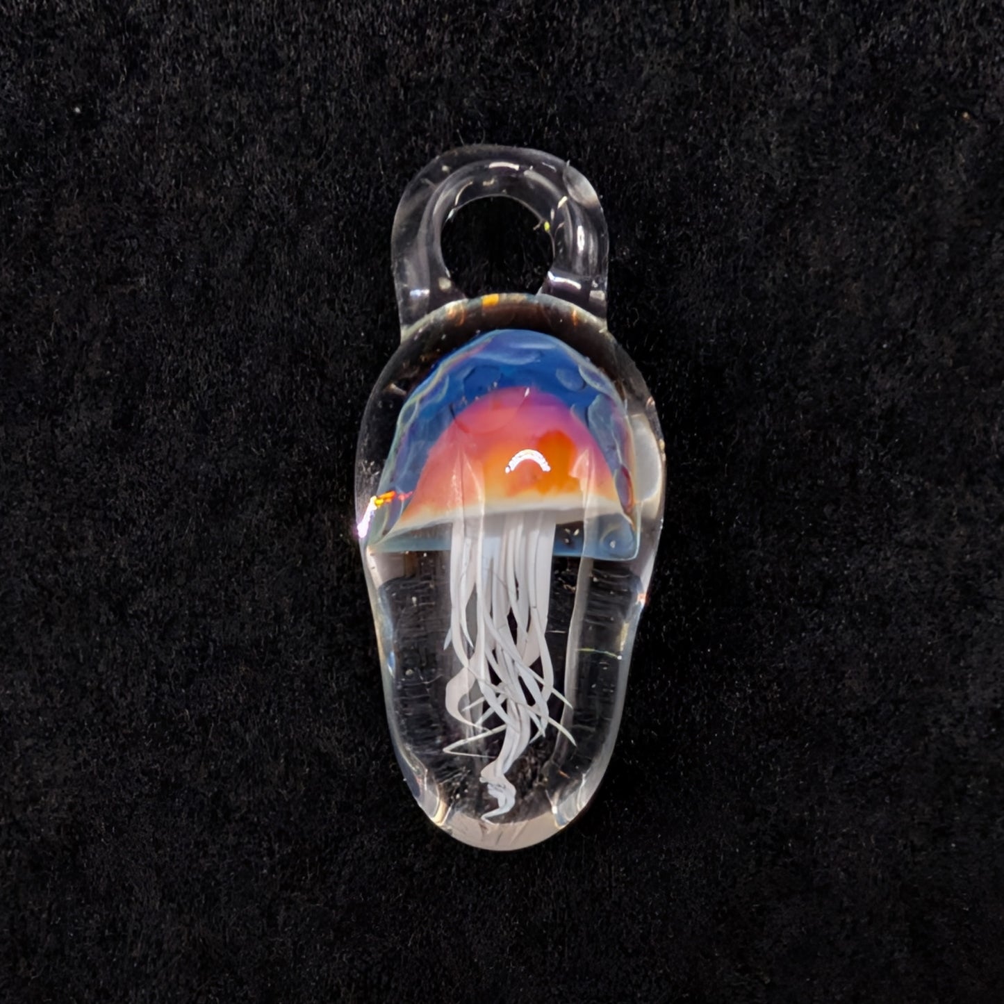 Hand-Blown Glass Jellyfish Pendant (Fiery, Medium)