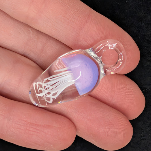 Hand-Blown Glass Jellyfish Pendant (Lilac, Medium)