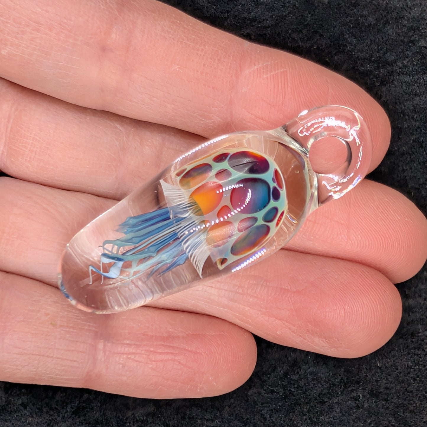 Hand-Blown Glass Jellyfish Pendant (XL)