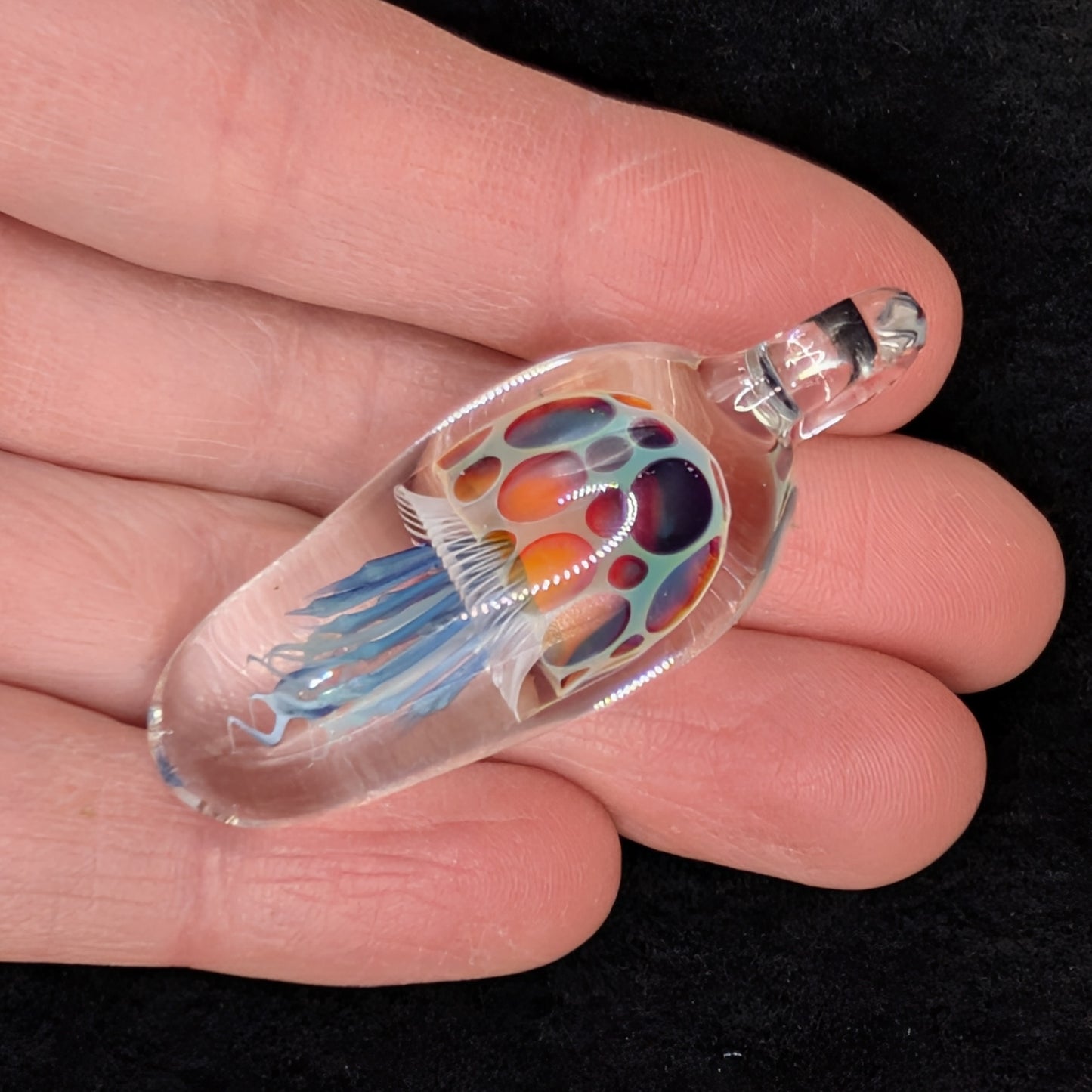 Hand-Blown Glass Jellyfish Pendant (XL)