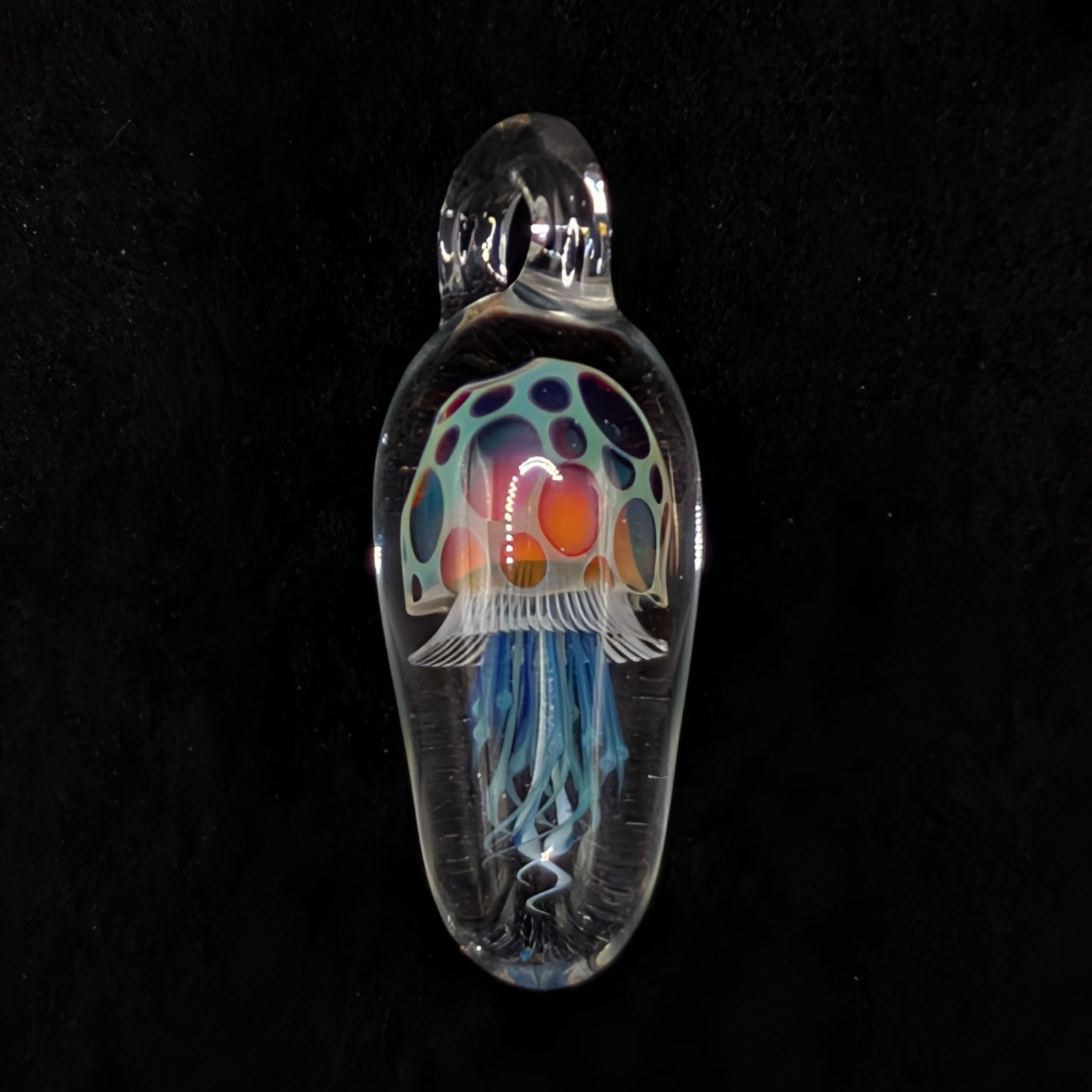 Hand-Blown Glass Jellyfish Pendant (XL)