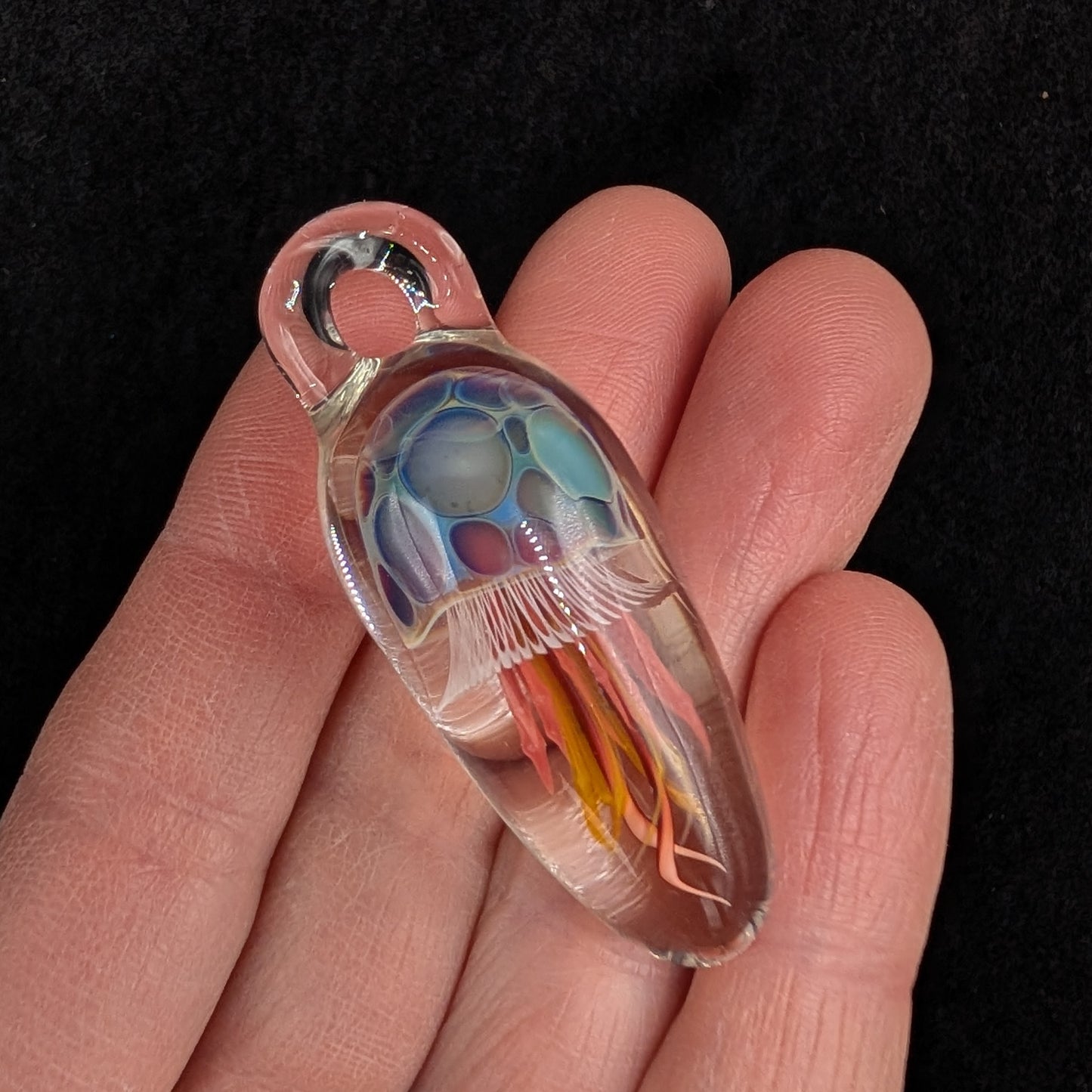 Hand-Blown Glass Jellyfish Pendant (XL)