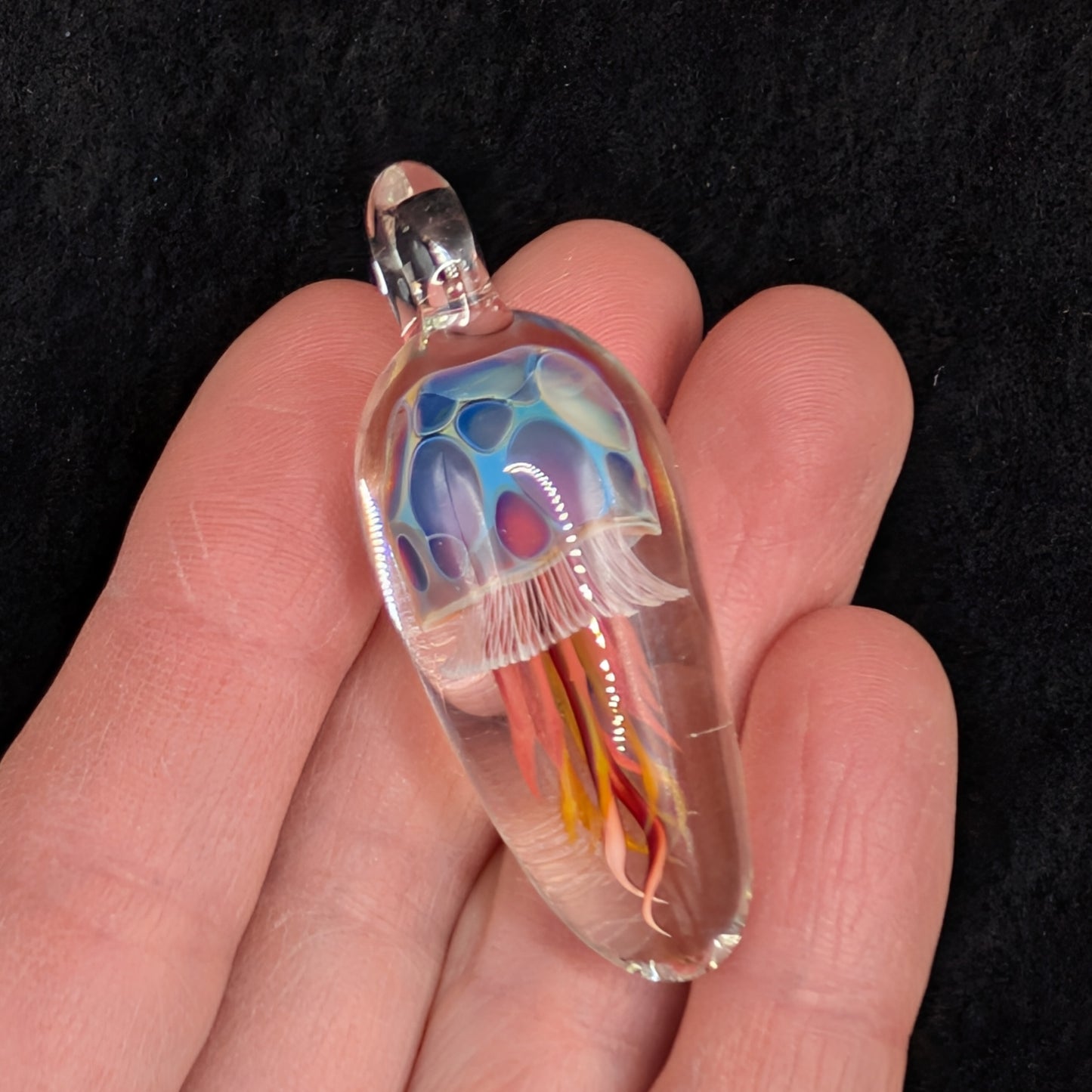 Hand-Blown Glass Jellyfish Pendant (XL)