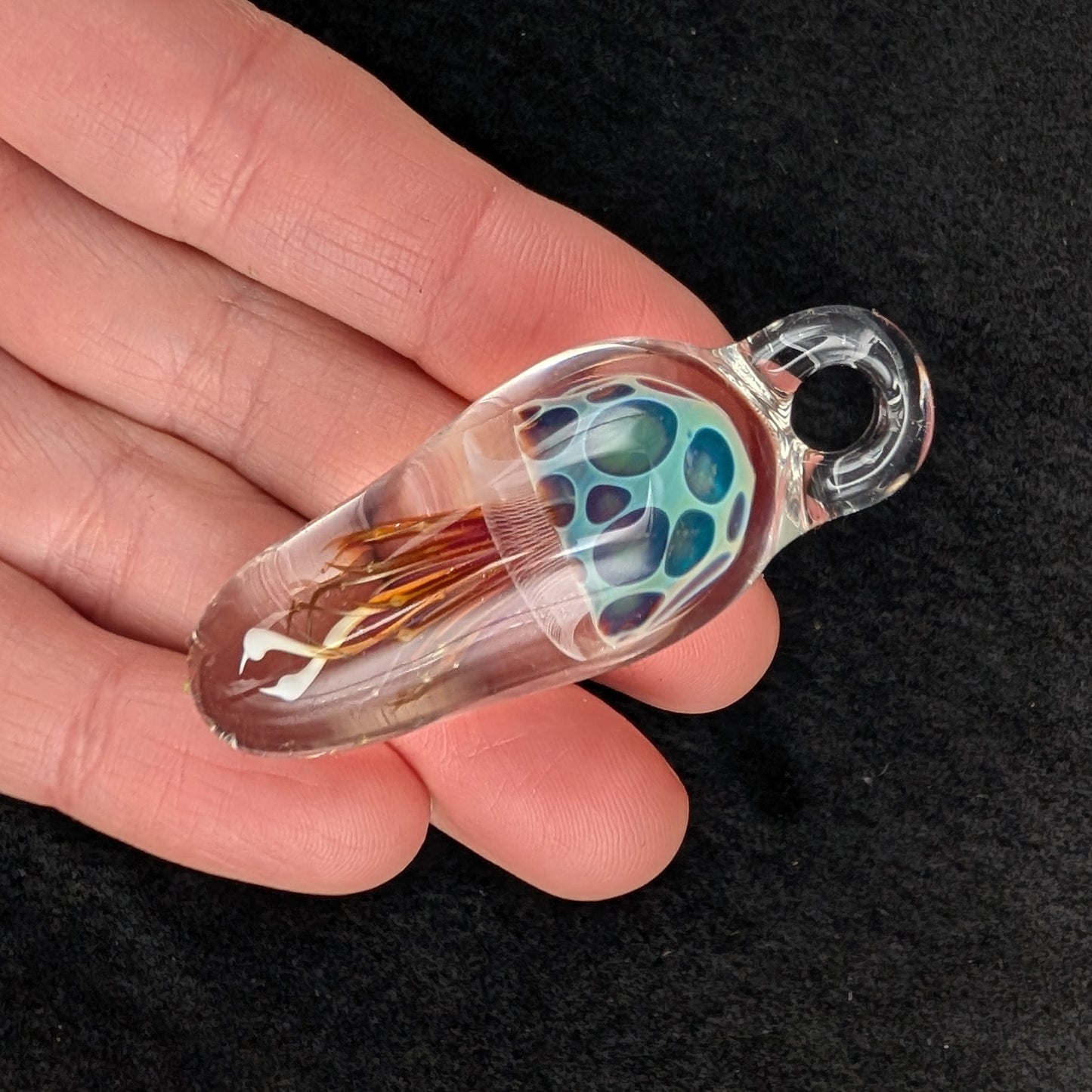 Hand-Blown Glass Jellyfish Pendant (XL)