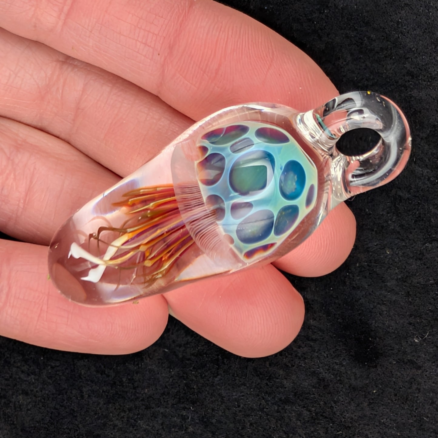 Hand-Blown Glass Jellyfish Pendant (XL)