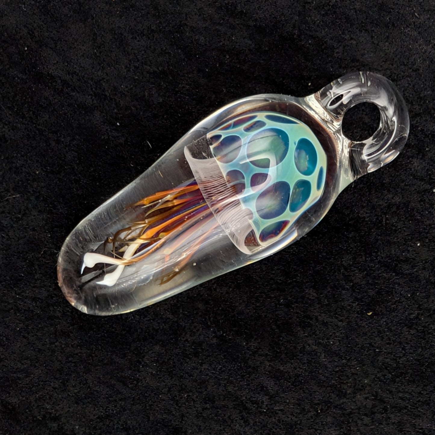 Hand-Blown Glass Jellyfish Pendant (XL)
