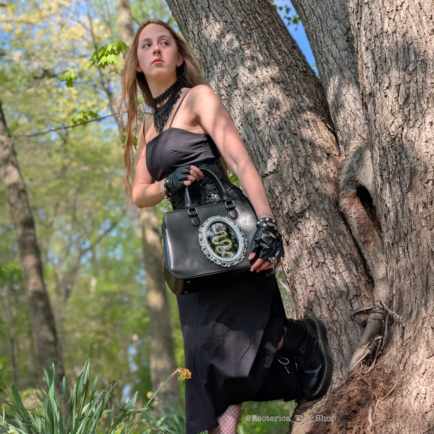 Real Snake Skeleton Handbag - Silver Frame