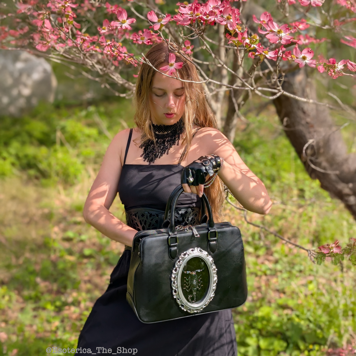 Real Scorpion Handbag - Silver Frame