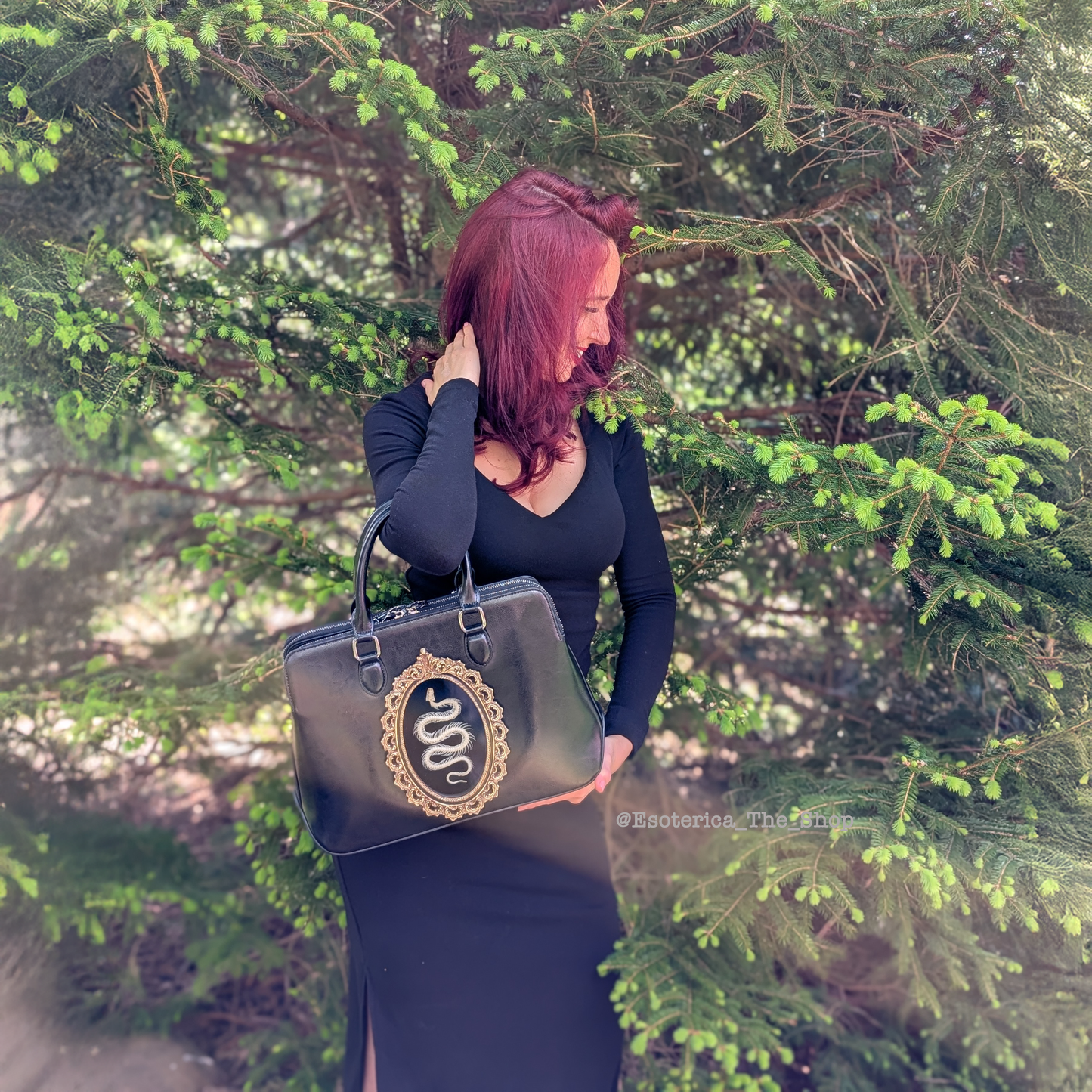 Real Snake Skeleton Handbag - Gold Frame